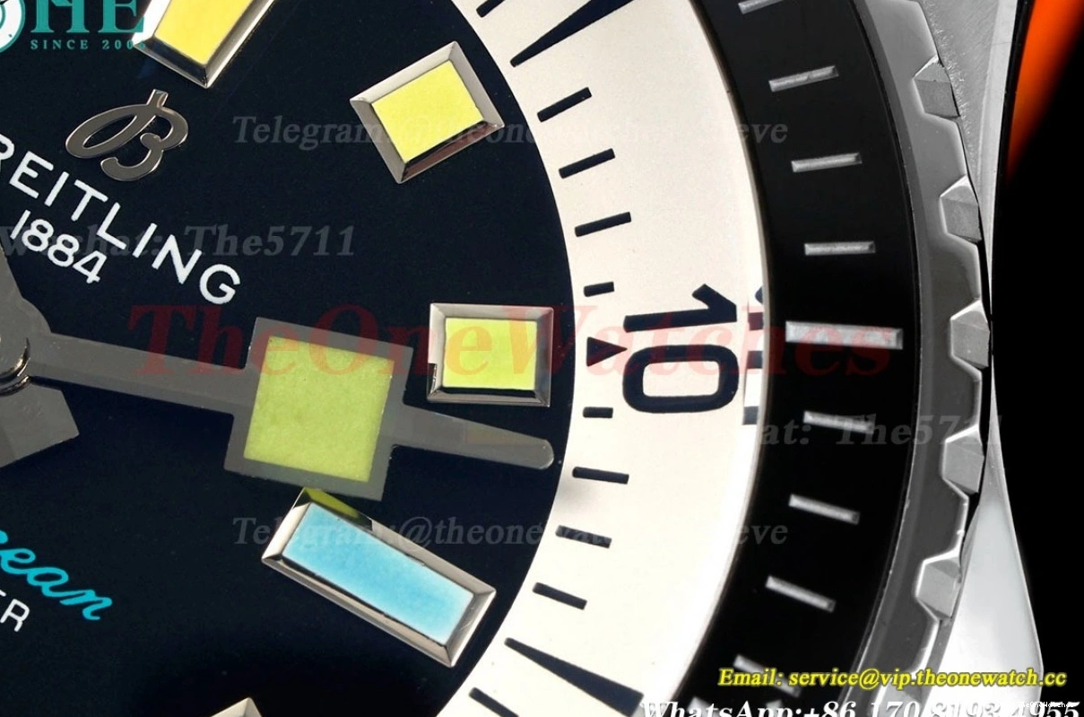 Rubber Colorful Orange A2824 Dial on TF SS RU Superocean 42mm Strap 0324